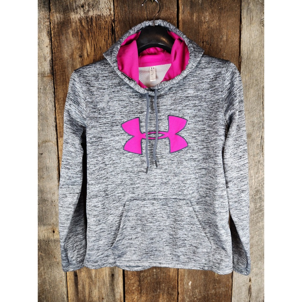 Under‎ Armour Storm 1 Hoodie Gray Pink Breast Cancer Awareness Ribbon Womens M